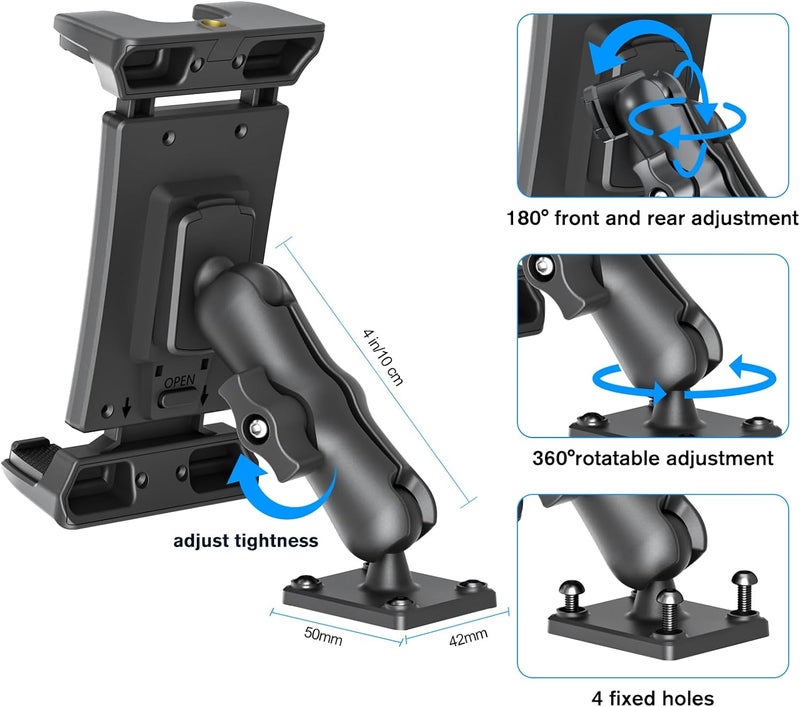 OHLPRO Car Tablet Holder - Heavy Duty Drill Base, Tablet Mount for Truck Compatible with iPad Samsung Tab 5"-13" Tablets and Phones, iPad Stand for Wall/Business/Vehicle/Desktop, etc. - Image 4